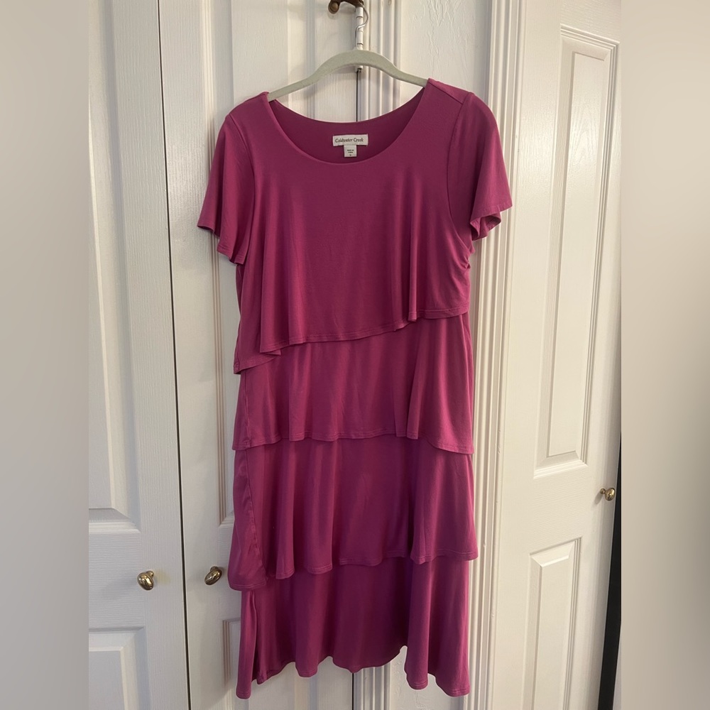 Coldwater Creek Direct Pink Knit Layered One Piece Dress Size S Small